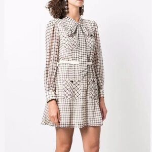 SELF-PORTRAIT Check-Print Dress